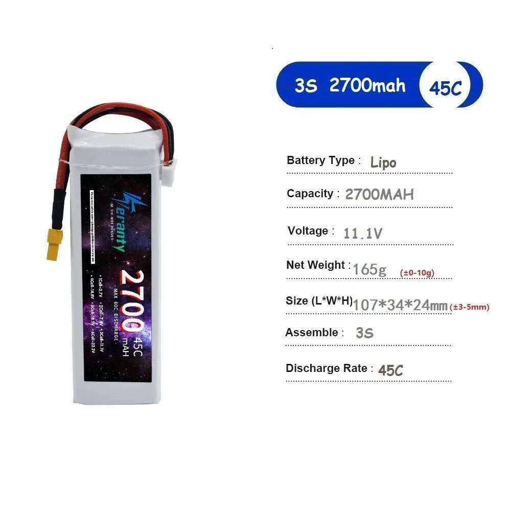 TERANTY 2700 MAH 45C 3S batter - Drone Avion Rc ulasan dan harga